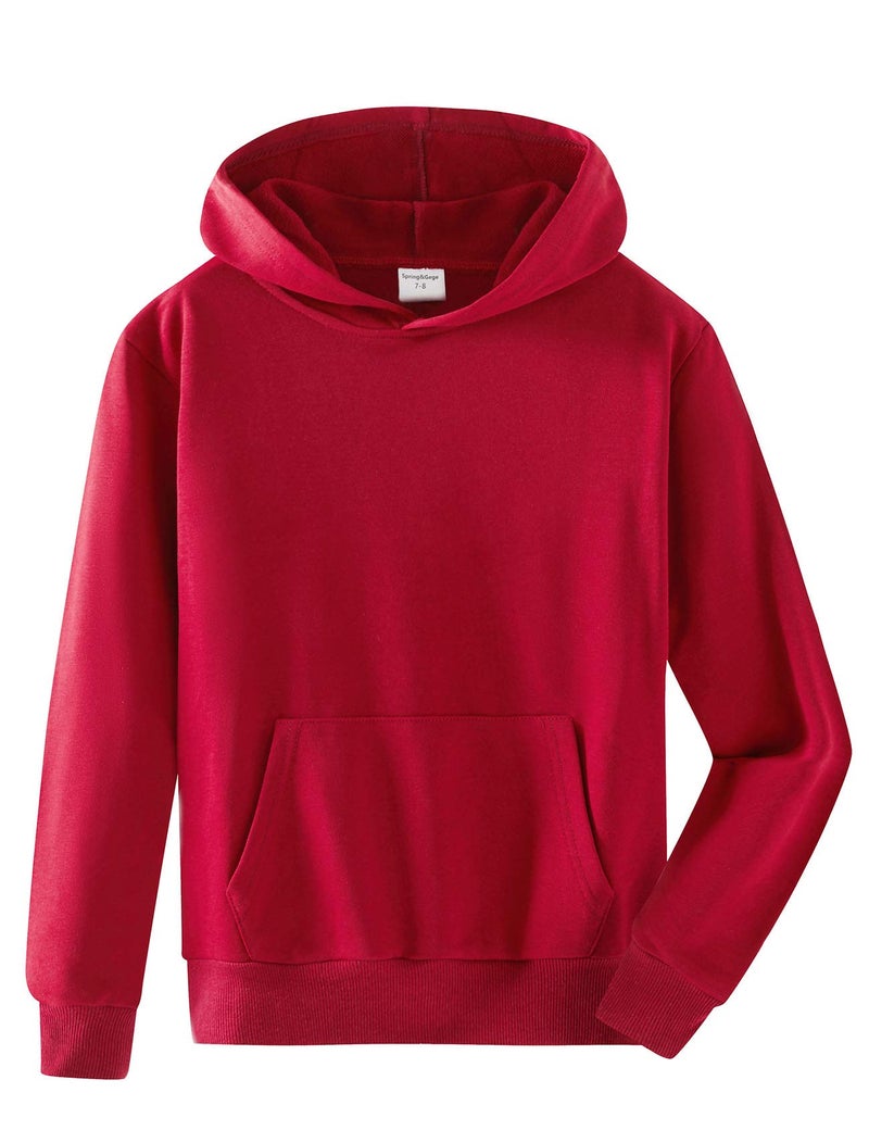 Spring&Gege Youth Solid Pullover Sport Hoodies Soft Kids Hooded Sweatshirts for Boys and Girls Cardinal Size 7-8 Years - Image 1